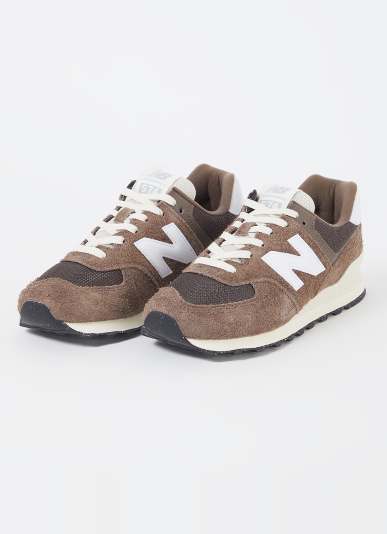 Teniși New Balance 574 din piele întoarsă cu detalii din plasă