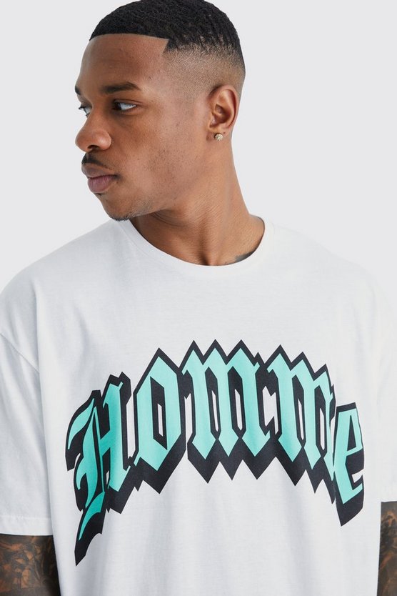 Oversize T-Shirt mit Homme Print