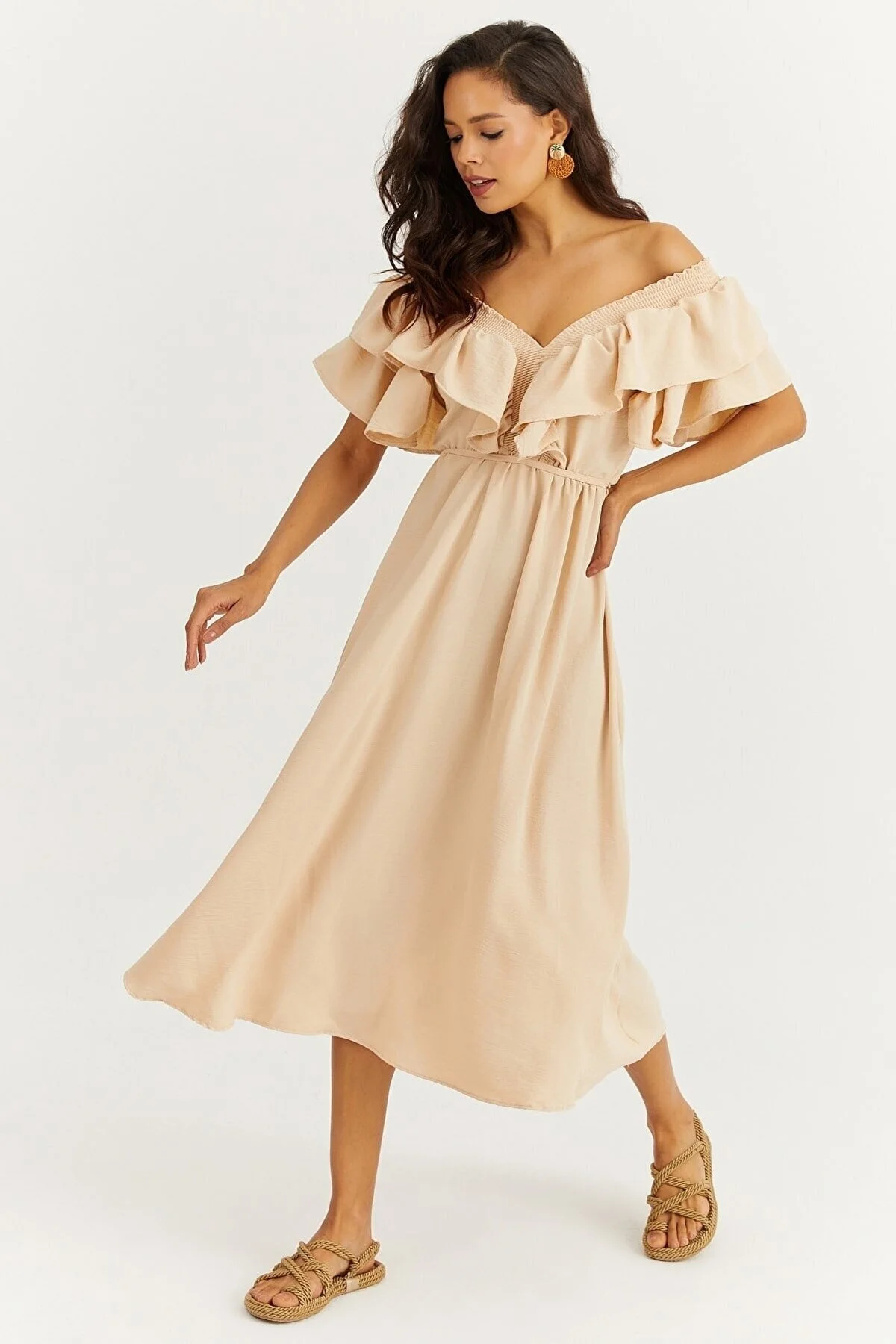 Cool & Sexy  Damen-Vanilla-V-Volantkleid vorne hinten KS113 für Damen