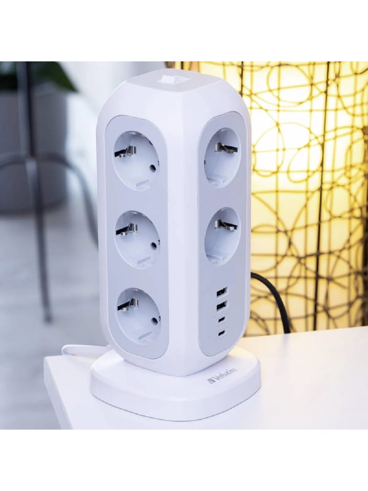 COFI 1453 Multifunktionaler Euro-Steckdosenturm 11-fach Steckdose mit USB in Weiß günstig kaufen onesize