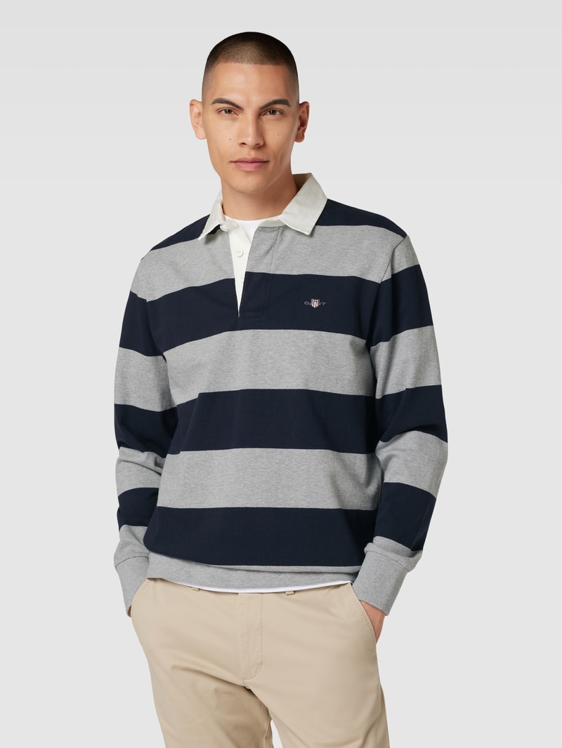 Sweatshirt mit Streifenmuster Modell 'SHIELD' in mittelgrau meliert