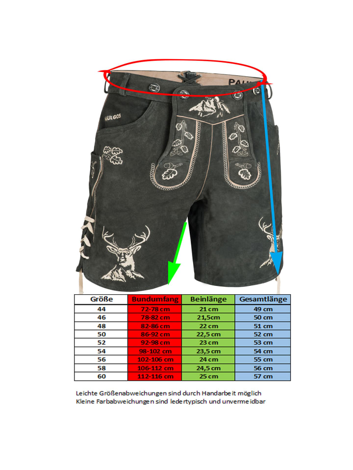 PAULGOS Lederhose Kurz Echtleder HK4 in Grau günstig kaufen
