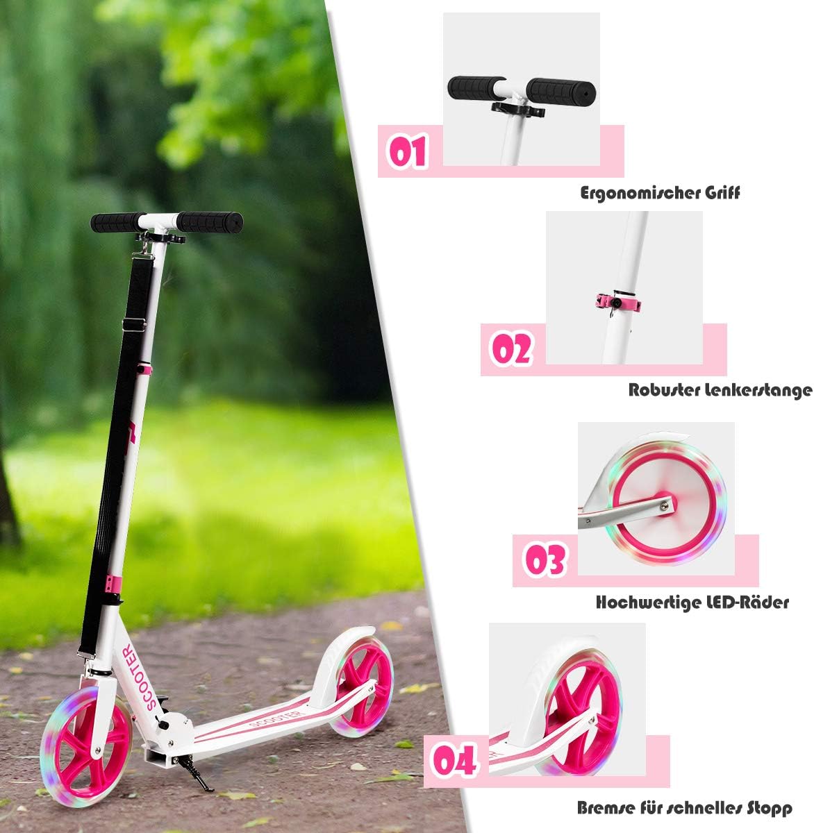 Costway Scooter Roller klappbar, Tretroller höhenverstellbar
