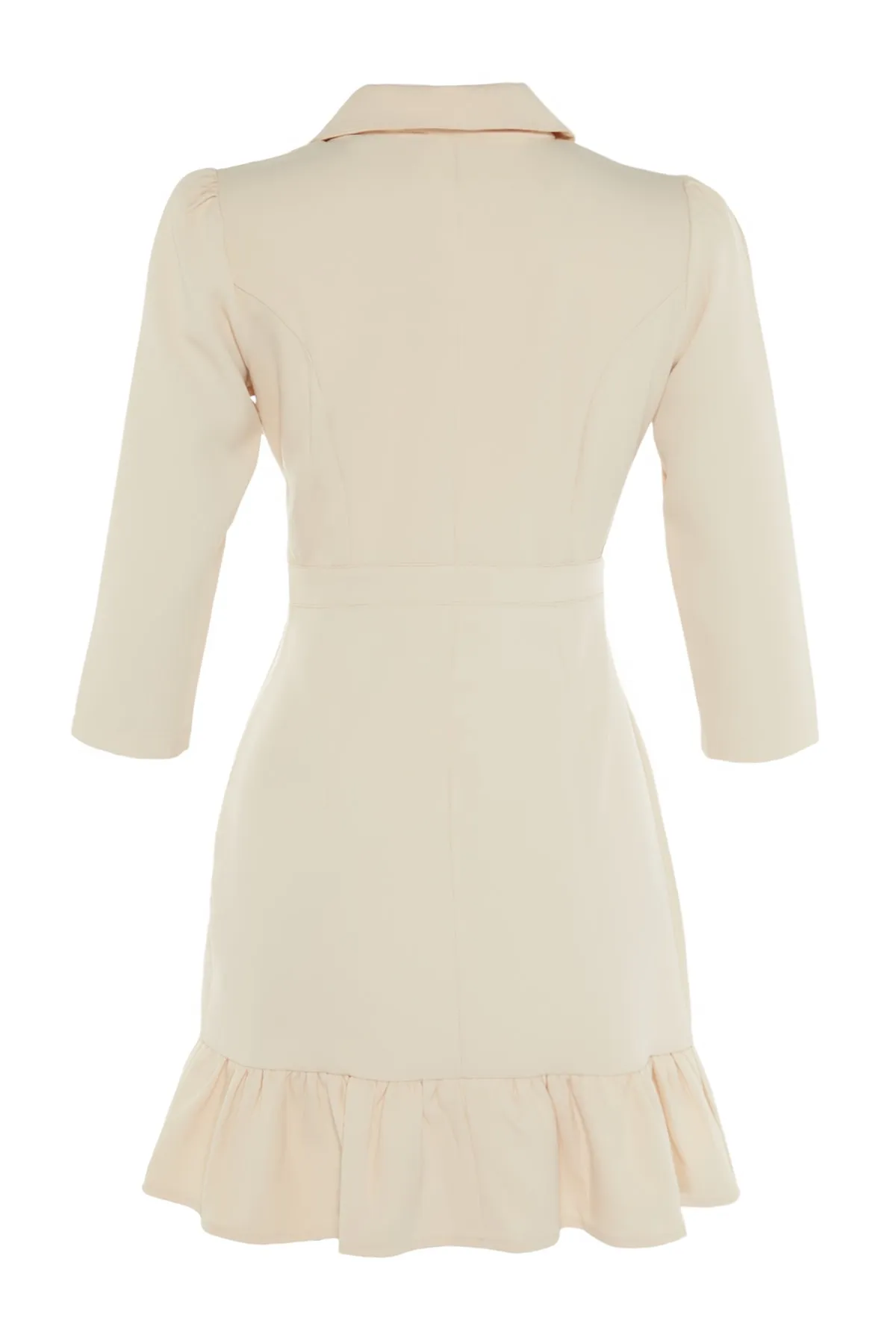 Trendyol Collection  Ecrufarbenes Jacke-Webkleid TWOSS20EL0407