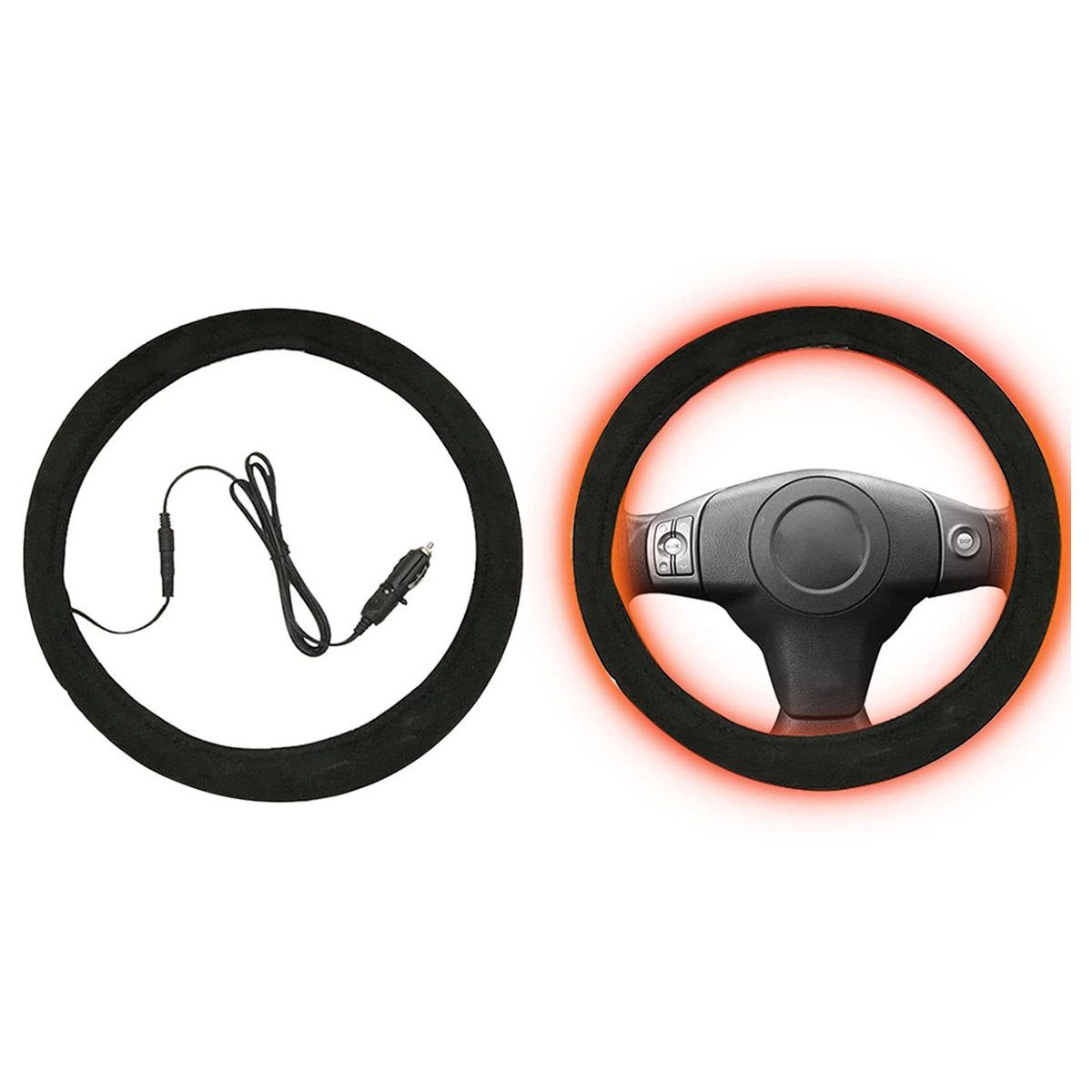 flowgoer Lenkradbezug Beheizte Auto-Lenkradabdeckung: gemütlich und warm, Innenzubehör, Idealer Komfort – Hält Lenkrad warm, perfekt als Geschenk