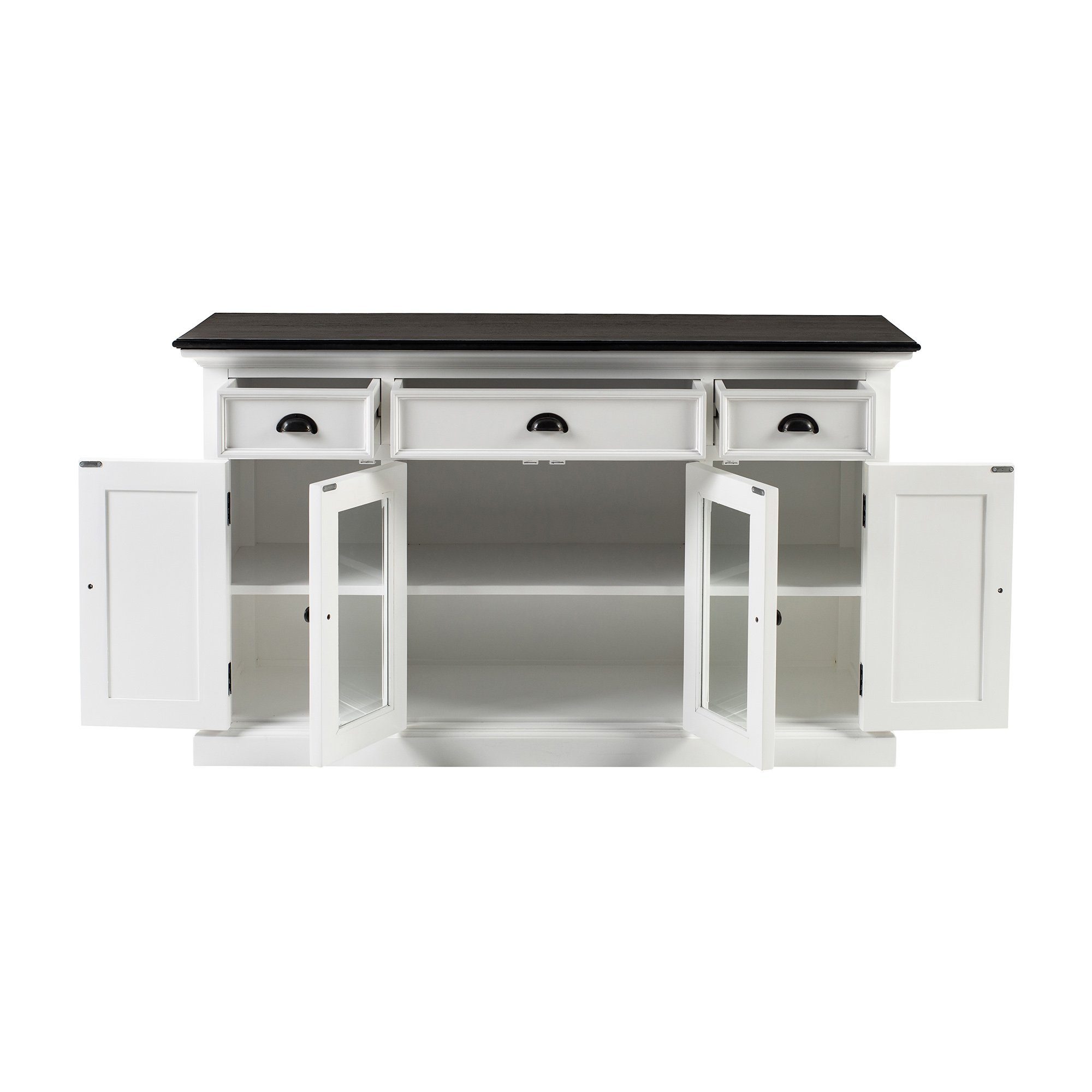 Novasolo Buffet Halifax Contrast Buffetschrank mit 4 Türen, 3 Schubladen und Glaseinsatz