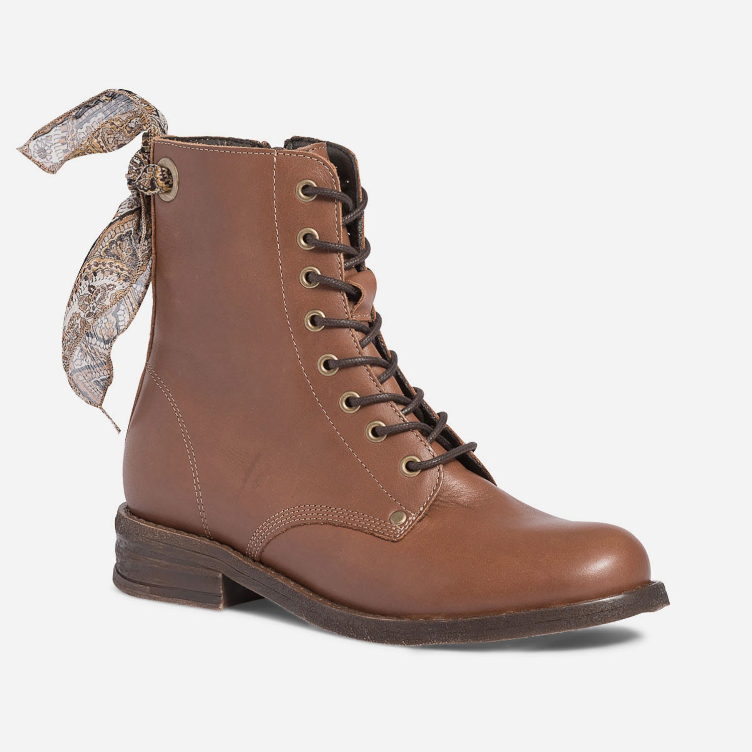 Bottine TEXTO camel en cuir à nœud imprimé