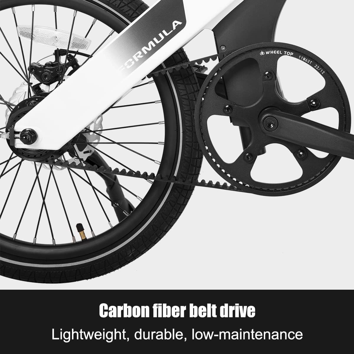 HILAND E-Bike E-Klapprad 20 Zoll Riemenantrieb,Samsung 10AH Akku,Drehmomentsensor, 1 Gang, Kettenschaltung, Heckmotor, 360,00 Wh Akku, (Set, mit akku-ladegerat, mit werkzeung, mit beleuchtungsset), für Damen und Herren 160 - 185 cm City Commuter E-Kl