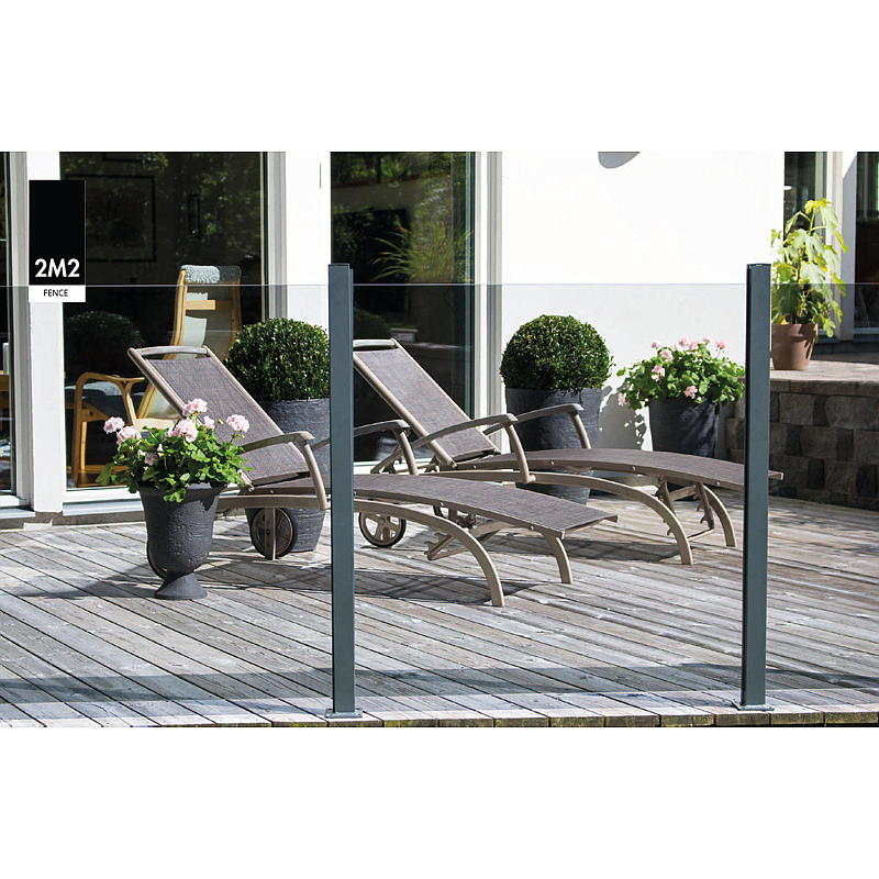 Glassgjerde Hjørnestolpe 90 grader, 108 cm