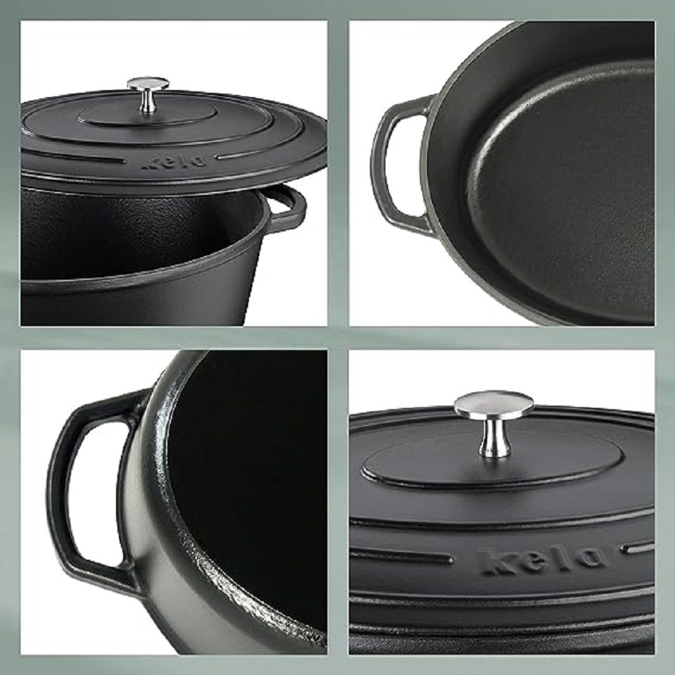 kela Gusseisen Bräter Calido oval Schwarz 6 L