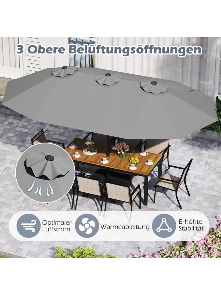 COSTWAY Doppelsonnenschirm mit Ständer 443 x 263 cm in Anthrazit günstig kaufen onesize