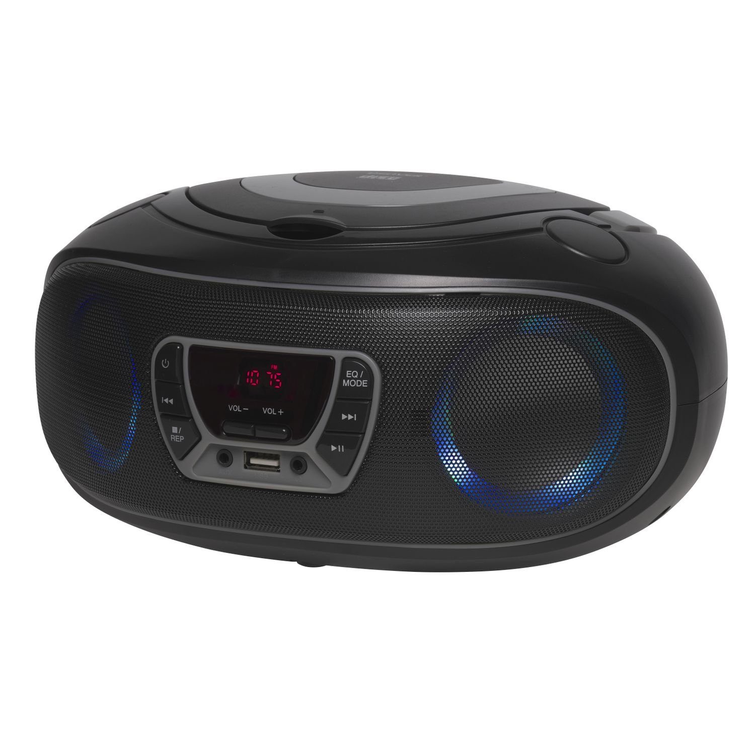 Denver TCL-212BT GREY Boombox (UKW Radio, Bluetooth, USB, AUX-IN, Kopfhörerausgang und LED Partylicht)