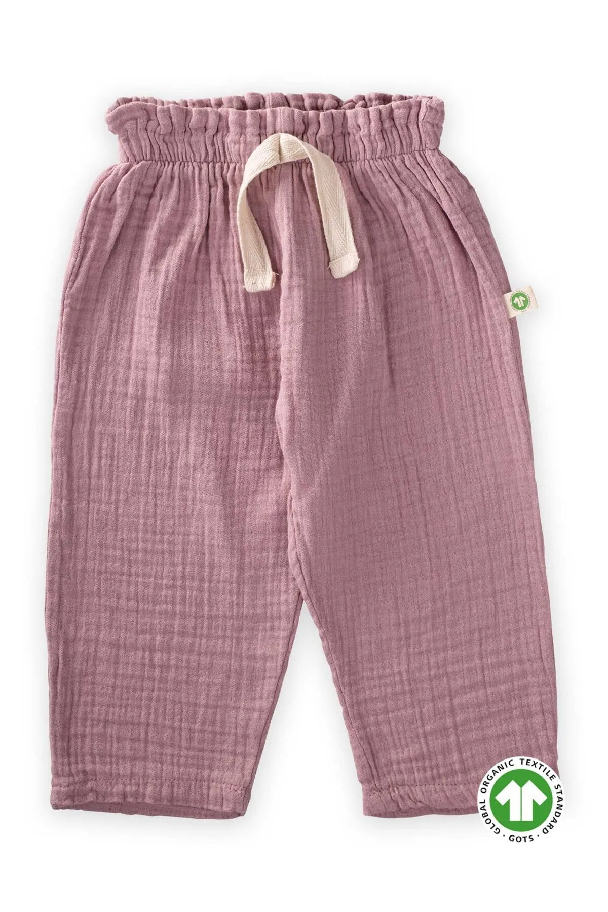 Cigit  Weit geschnittene Musselinhose mit Bio-Taille und Rüschen, 1–8 Jahre, Flieder