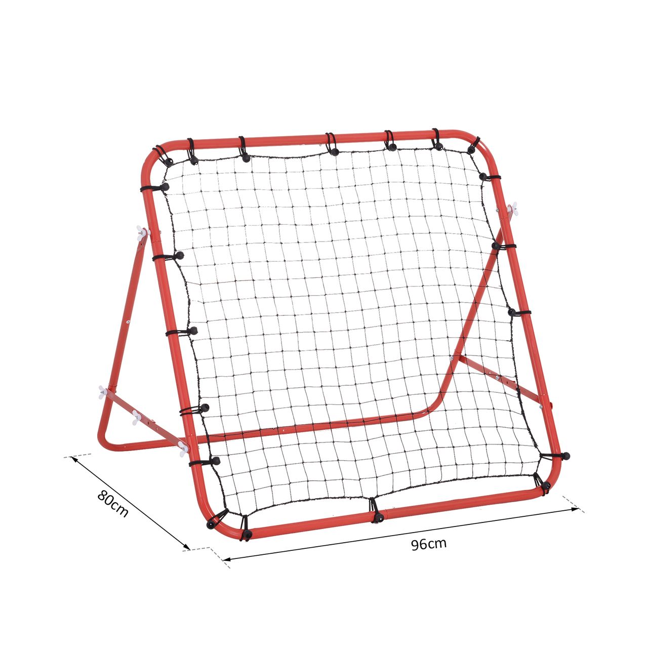 HOMCOM Fußball Rebounder Kickback Tor Rückprallwand Netz Metallrohr PE Gewebe Rot 96 x 80 x 96 cm