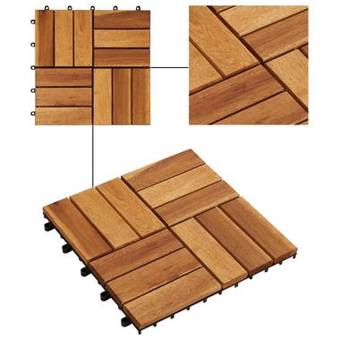 Teppichboden 10 x Fliese aus Akazienholz 30 x 30 cm, vidaXL, Höhe: 240 mm