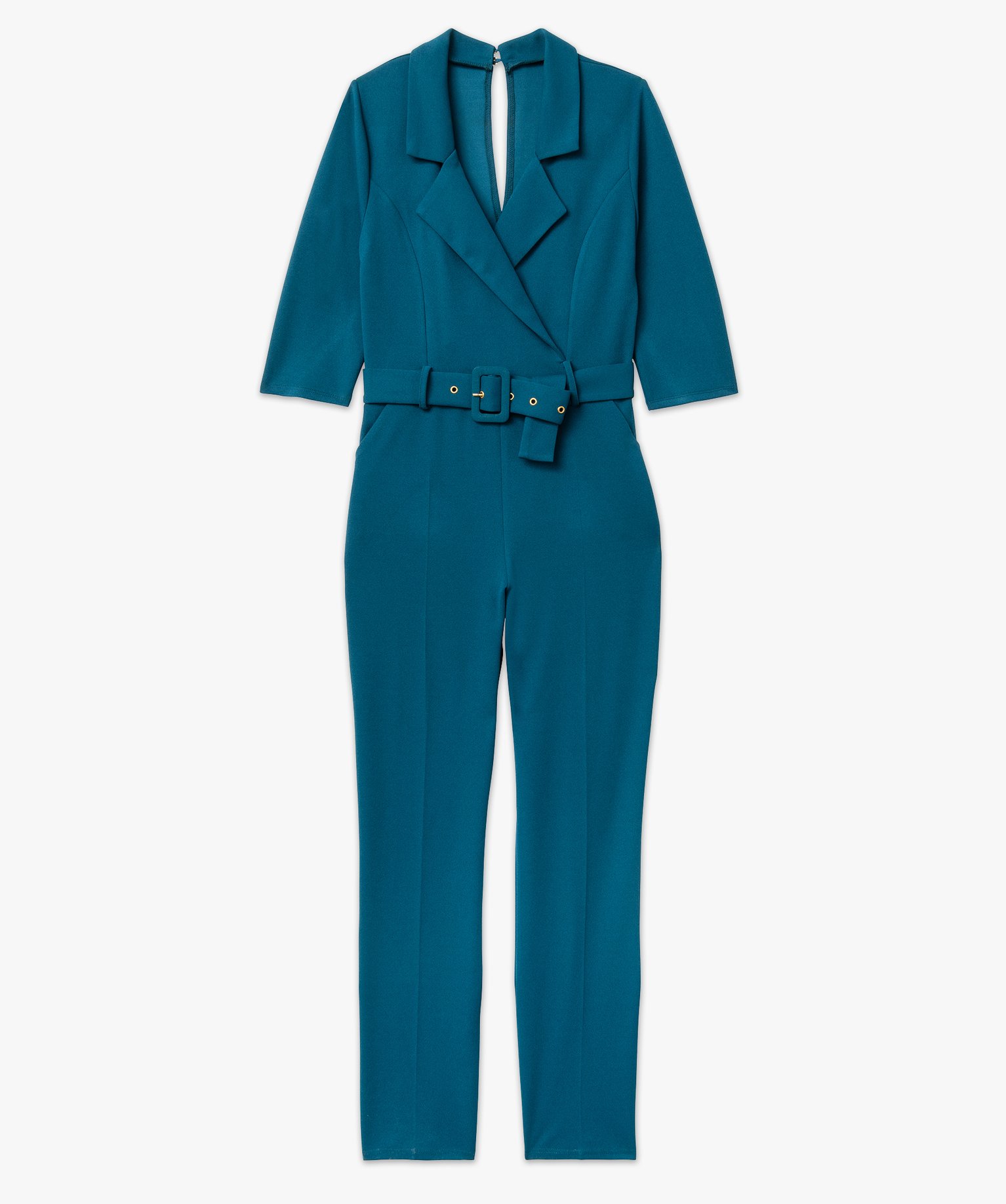 Combinaison pantalon avec col tailleur femme kaki | GEMO