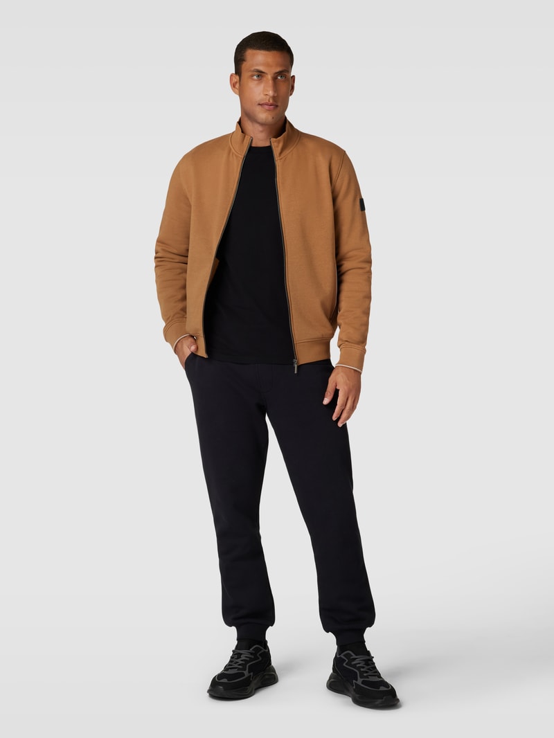 Sweatjacke mit Stehkragen in beige