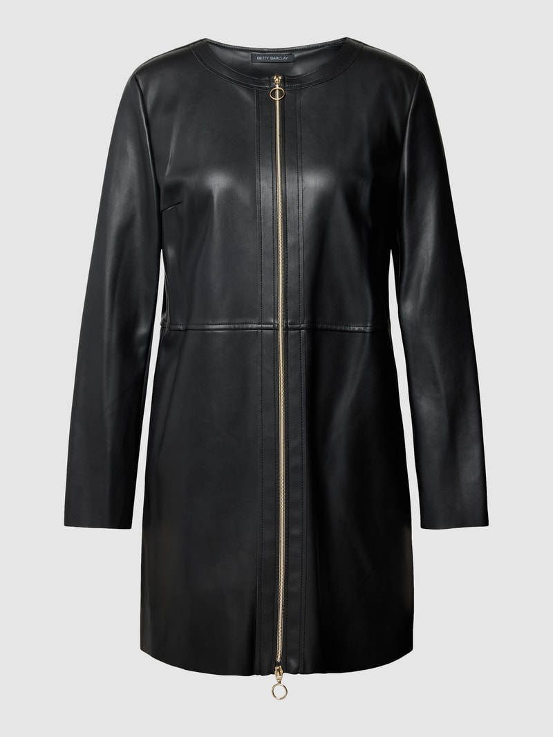 Jacke in Leder-Optik mit Zweiwege-Reißverschluss in schwarz