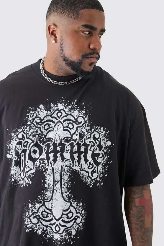 Plus Oversize T-Shirt mit Homme-Print