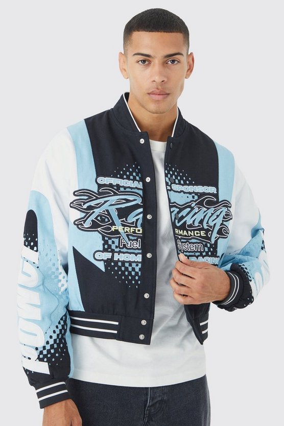Kastige Twill Moto-Bomberjacke