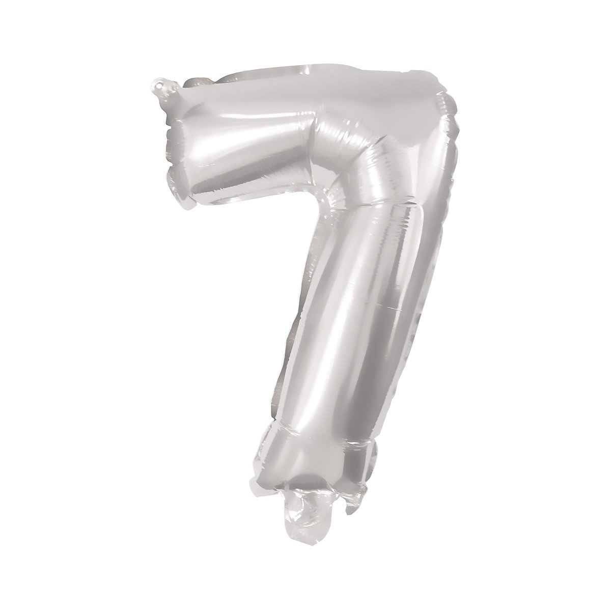 Folienballon Zahl 7 silber, 10 cm, inkl. Pustehalm
