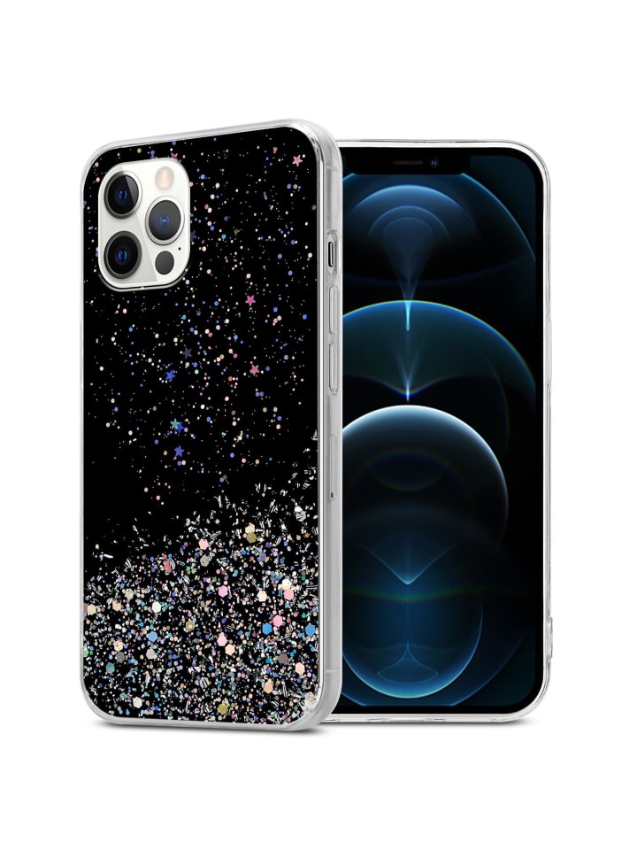 cadorabo Hülle für Apple iPhone 12 / 12 PRO Glitter in Schwarz mit Glitter günstig kaufen onesize