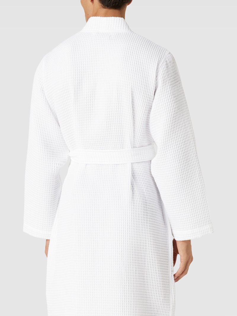 Bademantel mit Label-Stitching Modell 'WAFFLE' in weiß