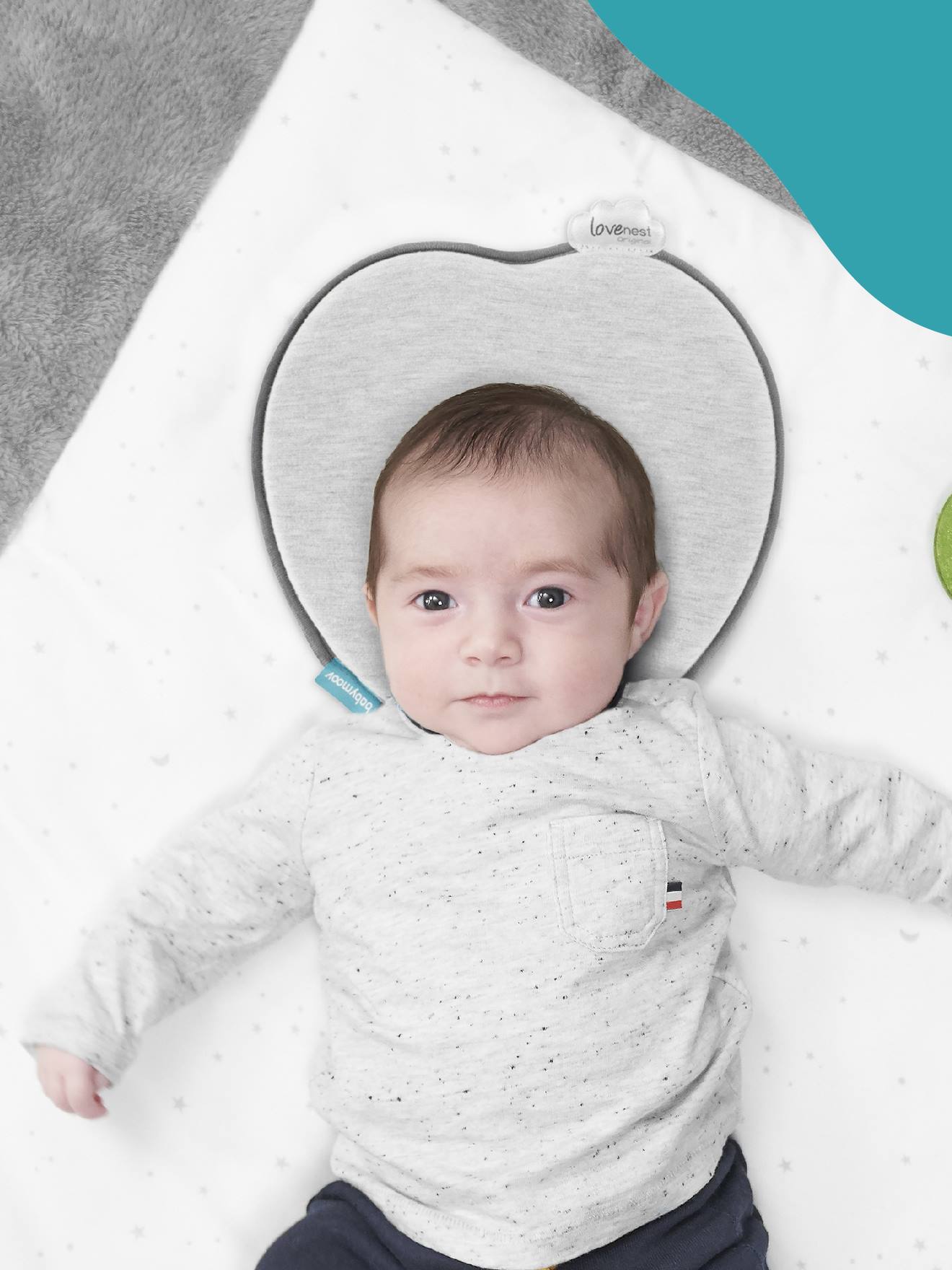 Coussin cale-tête BABYMOOV Lovenest Original gris chiné (smokey)