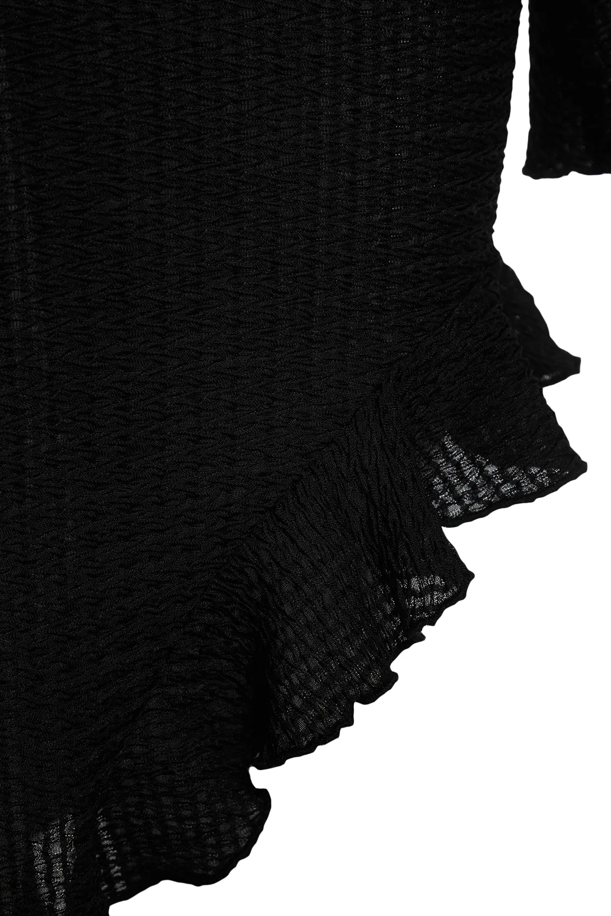 Trendyol Collection  Schwarzes, figurbetontes, gewebtes Blusenrock-Set mit Rüschen TBESS23AU00040
