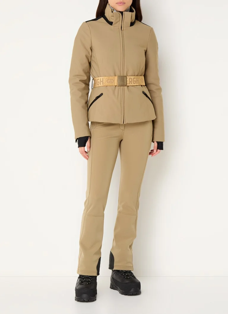 Pantaloni de schi Goldbergh Pippa cu talie înaltă, evazați pe picioare și curea.