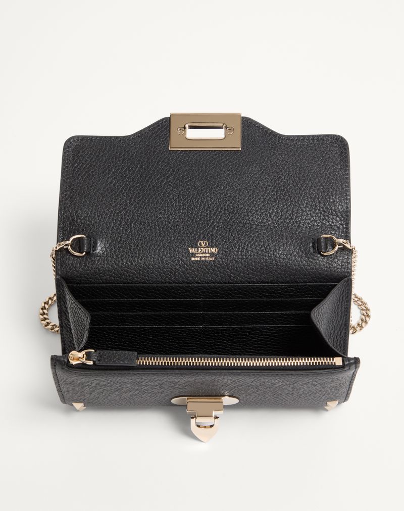 Rockstud Chain Wallet in granaatkleurig kalfsleer