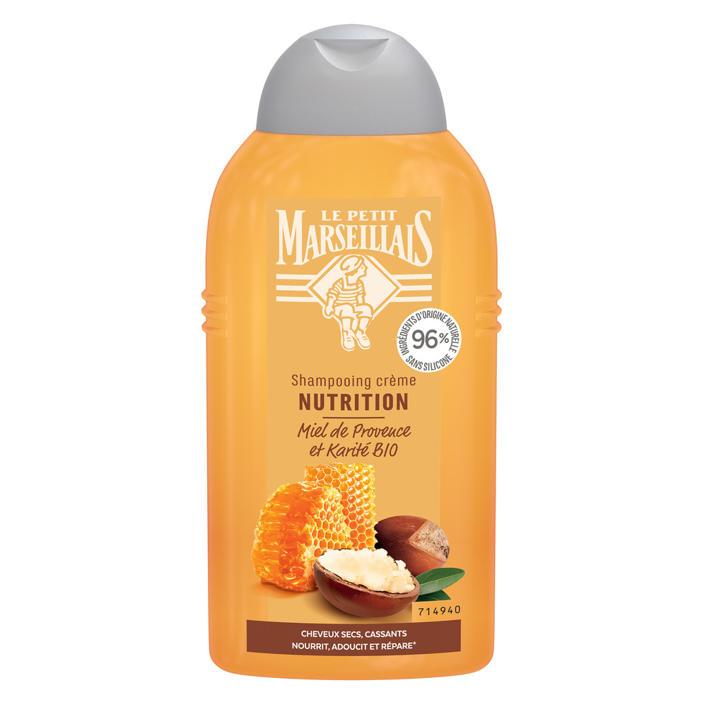 le petit marseillais Shampooing Nutrition, Cheveux Secs, Miel de Provence BIO & Karité BIO Shampoing