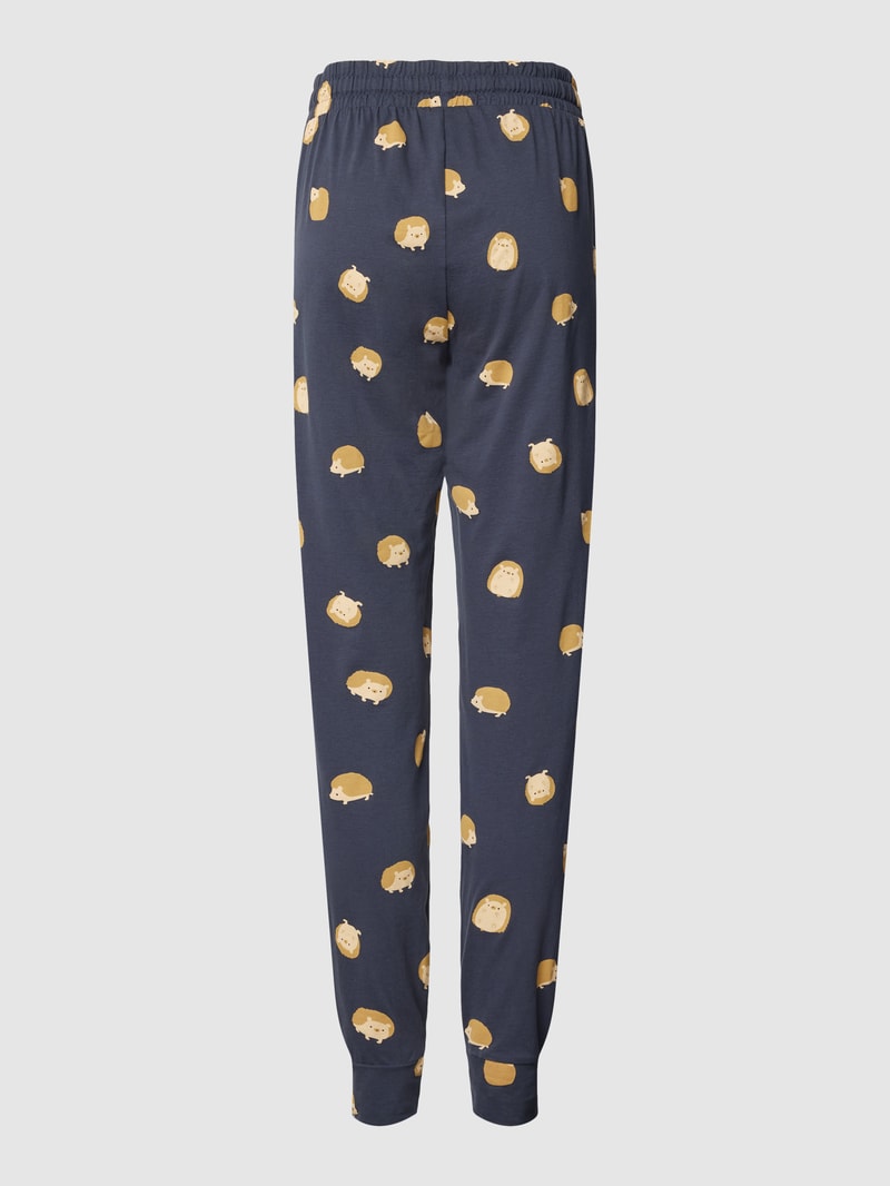 Pyjama-Hose mit Allover-Print in dunkelblau