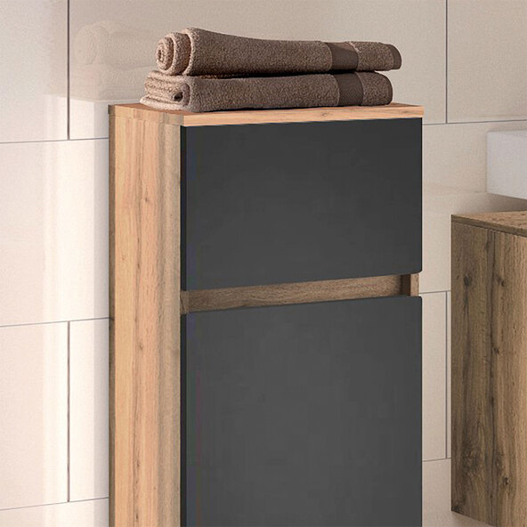 Unterschrank Lincoln, 40 cm, matt grau/wotaneiche