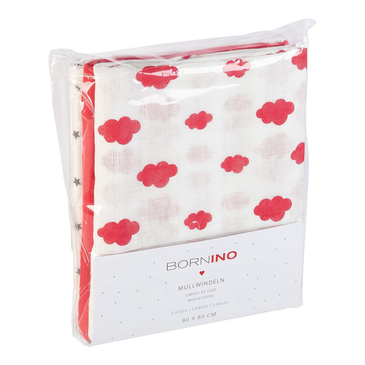 3er-Pack Mullwindeln 80x80 cm Wolken und Sterne