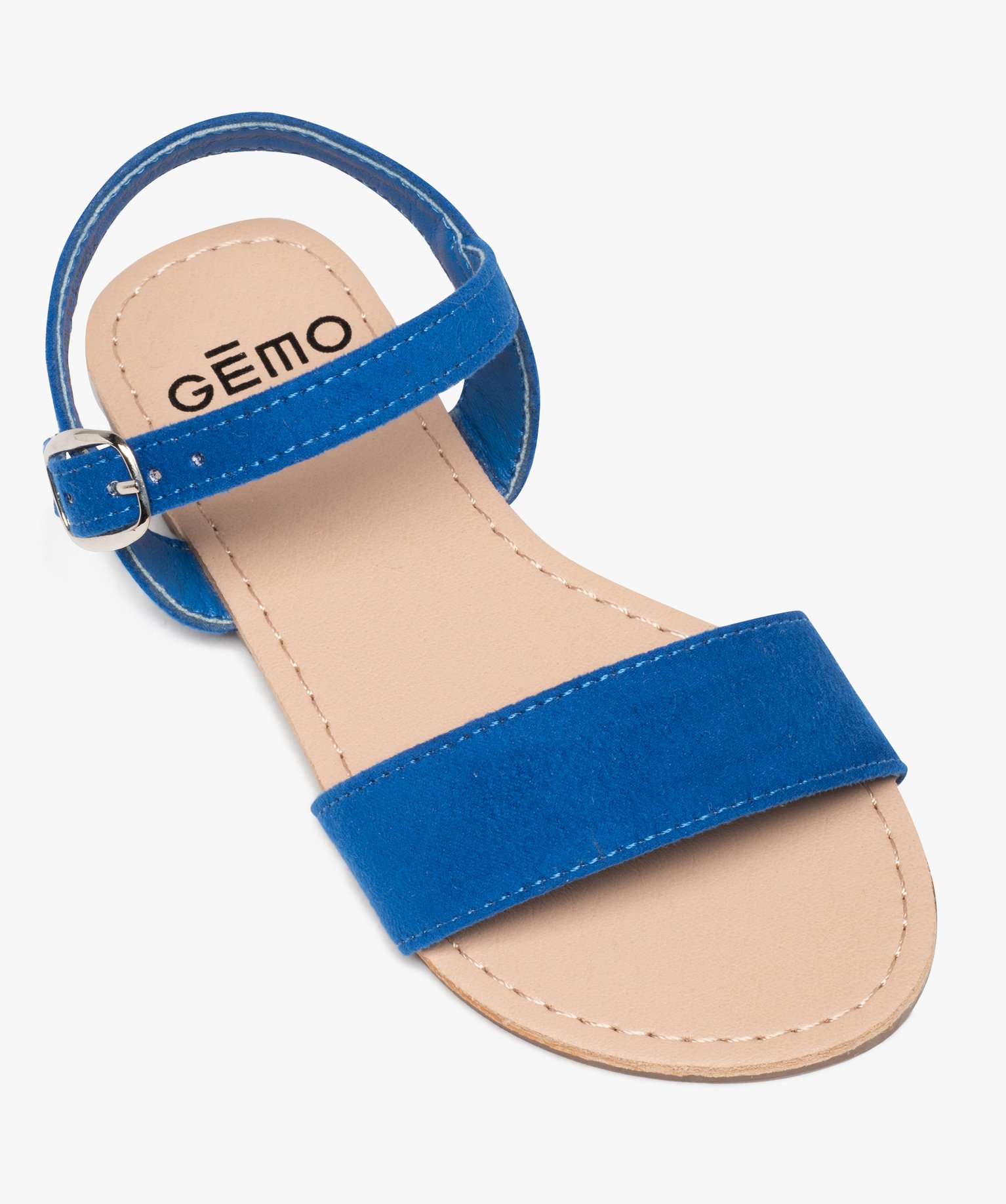 Sandales fille à brides en suédine unie bleu | GEMO