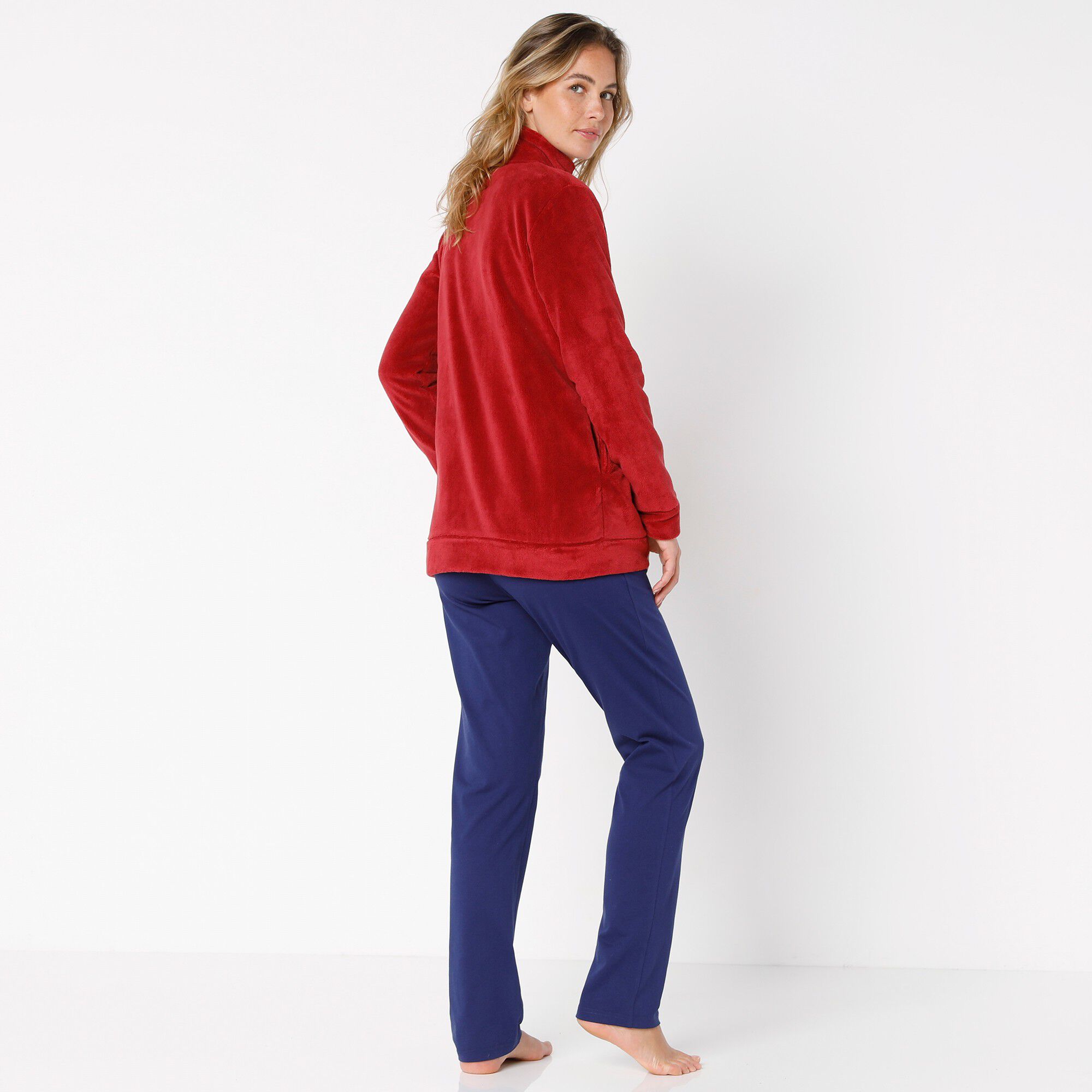 Ensemble 3 pièces, pyjama et veste zippée polaire