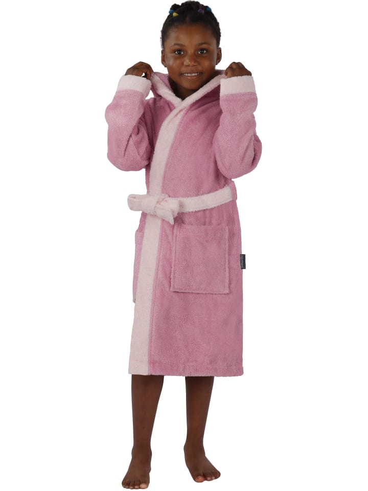 normani Frottee Kinderbademantel aus Bio-Baumwolle in Rosa günstig kaufen