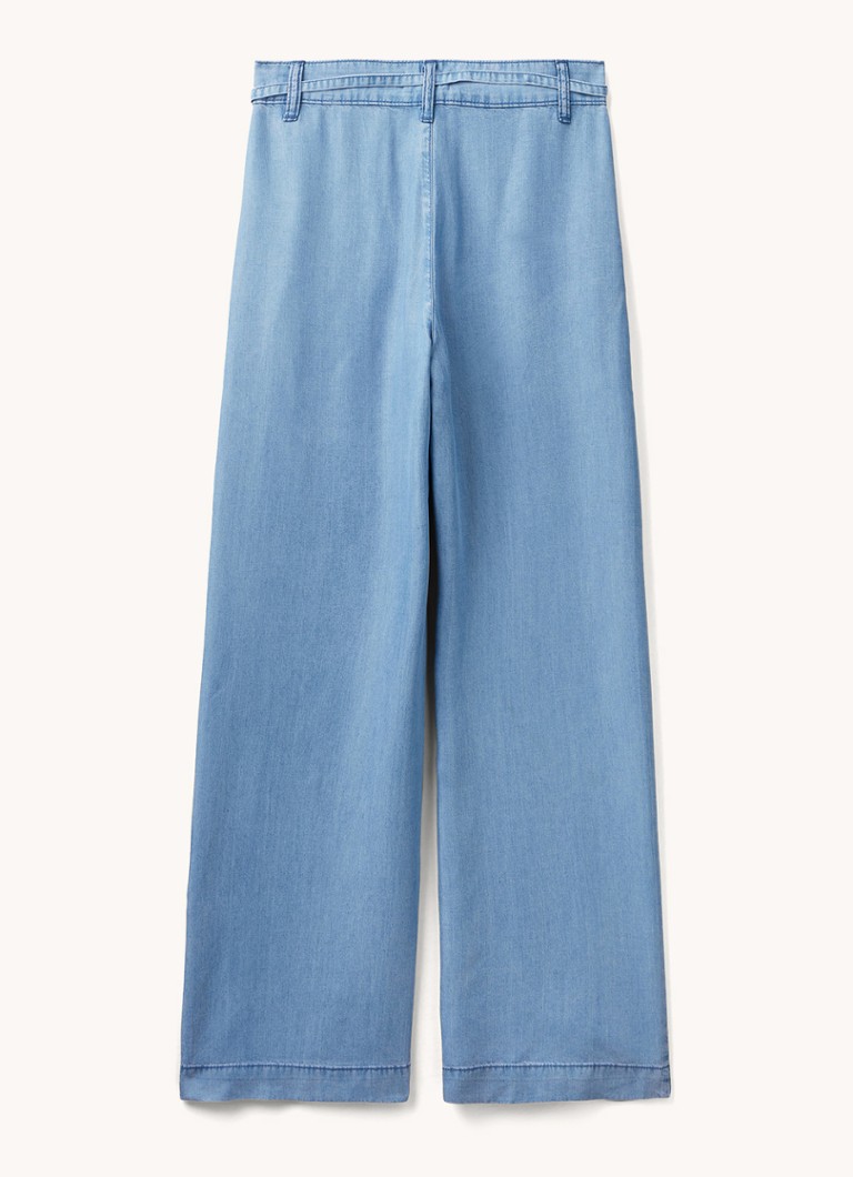 Pantaloni Benetton a vita alta e gamba larga in chambray