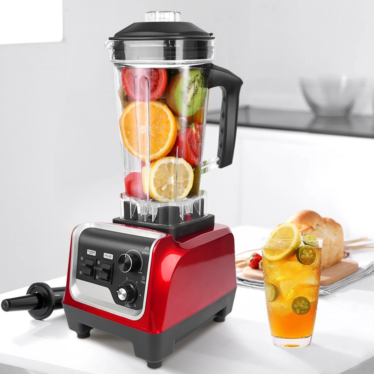 7Magic Standmixer Smoothie Mixer, 1600,00 W, 9 Stufen, Ice Crusher, 2L Behälter + 0,6L Trockenmahlbehälter BPA frei