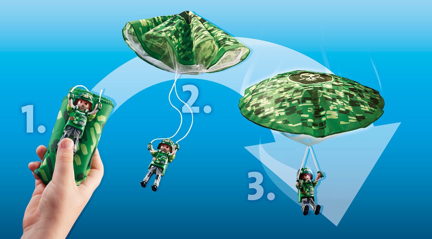 Playmobil® Konstruktions-Spielset Polizei-Hubschrauber: Fallschirm-Verfolgung (70569), City Action, (19 St), Made in Germany