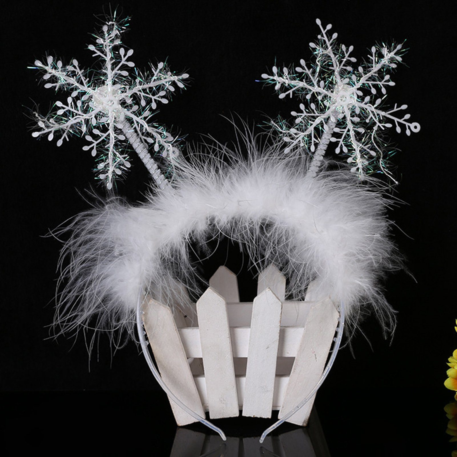 Rutaqian Haarband Weihnachten Kopfbedeckung Schneeflocke Haarband, Niedliche Party-Requisiten Schneeflocken-Mädchen-Weihnachtskopfschmuck, Plüsch-Weihnachtsstirnband