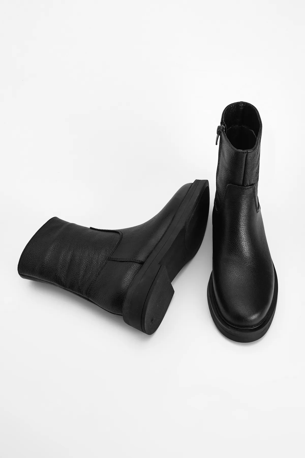 Marjin  Damen-Tagesstiefel aus echtem Leder mit dicker Sohle Zervas Schwarz