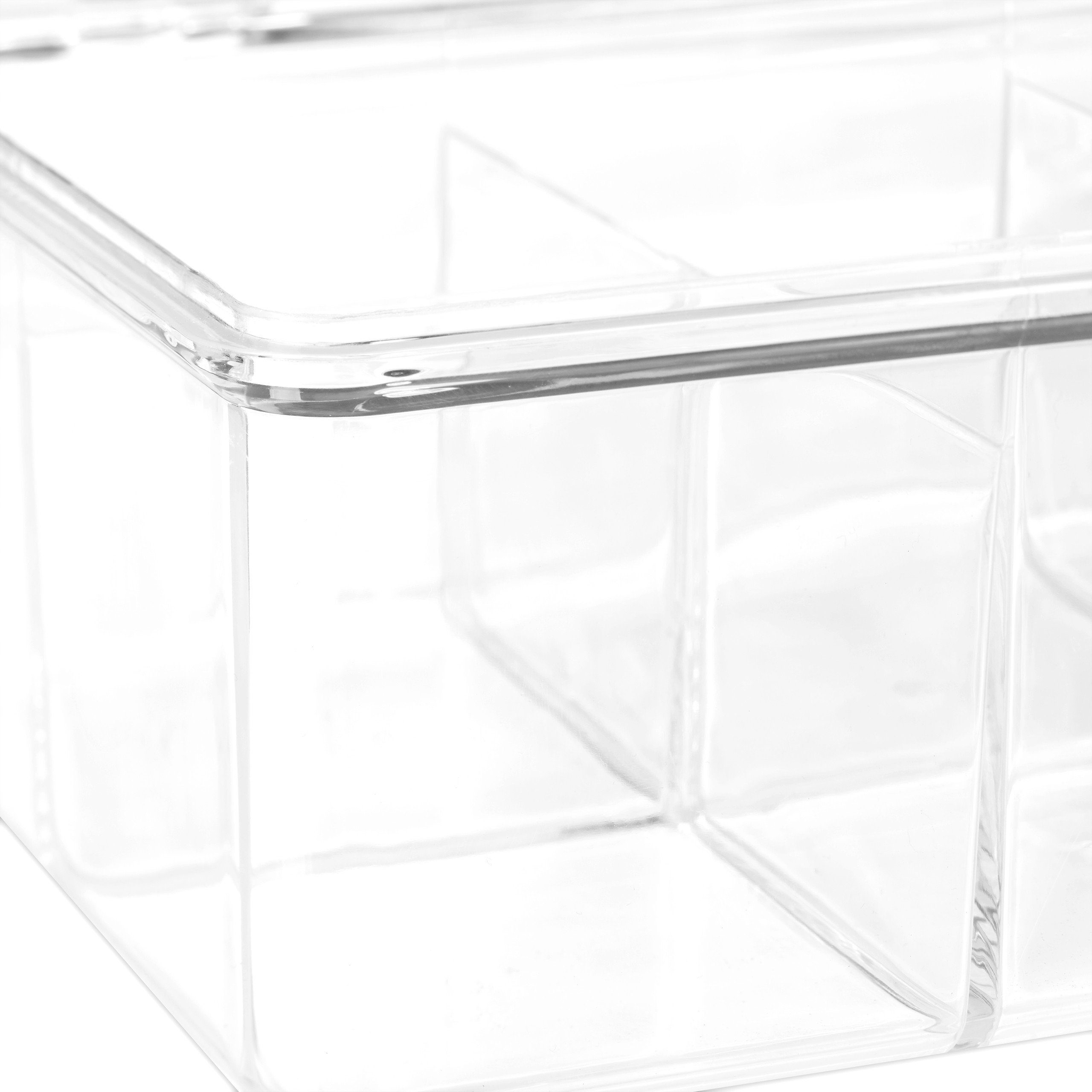 relaxdays Teebox 2 x Teebox transparent mit 6 Fächern, Kunststoff