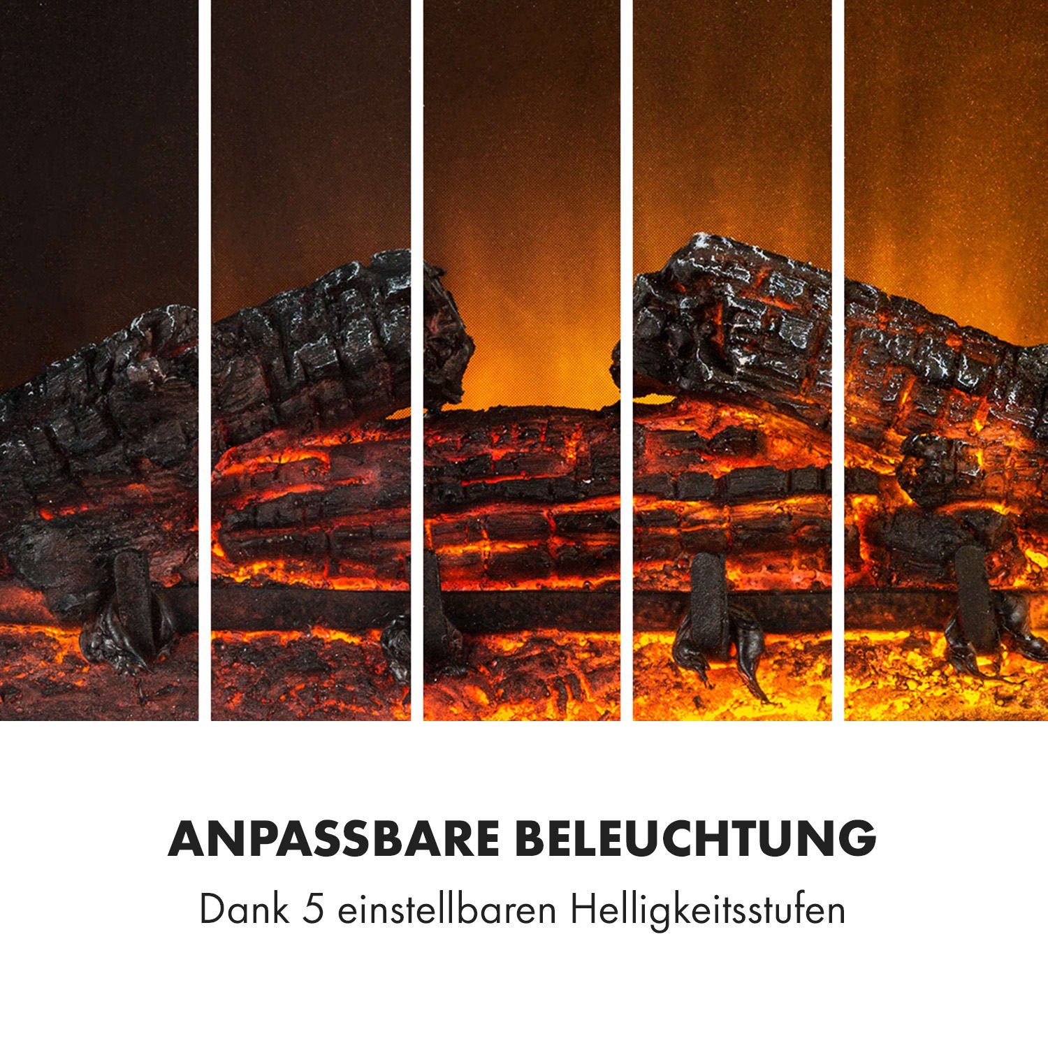 Klarstein Elektrokamin Etna, elektrischer Kamin mit Heizfunktion Heizlüfter elektrischer Kaminofen