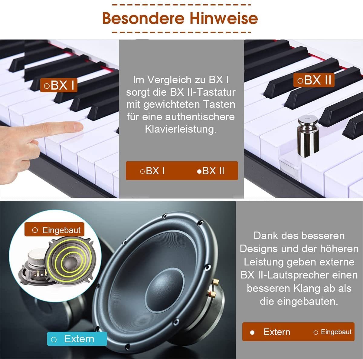COSTWAY Home Keyboard, 88 Tastatur, mit 128 Rhythmen & Töne