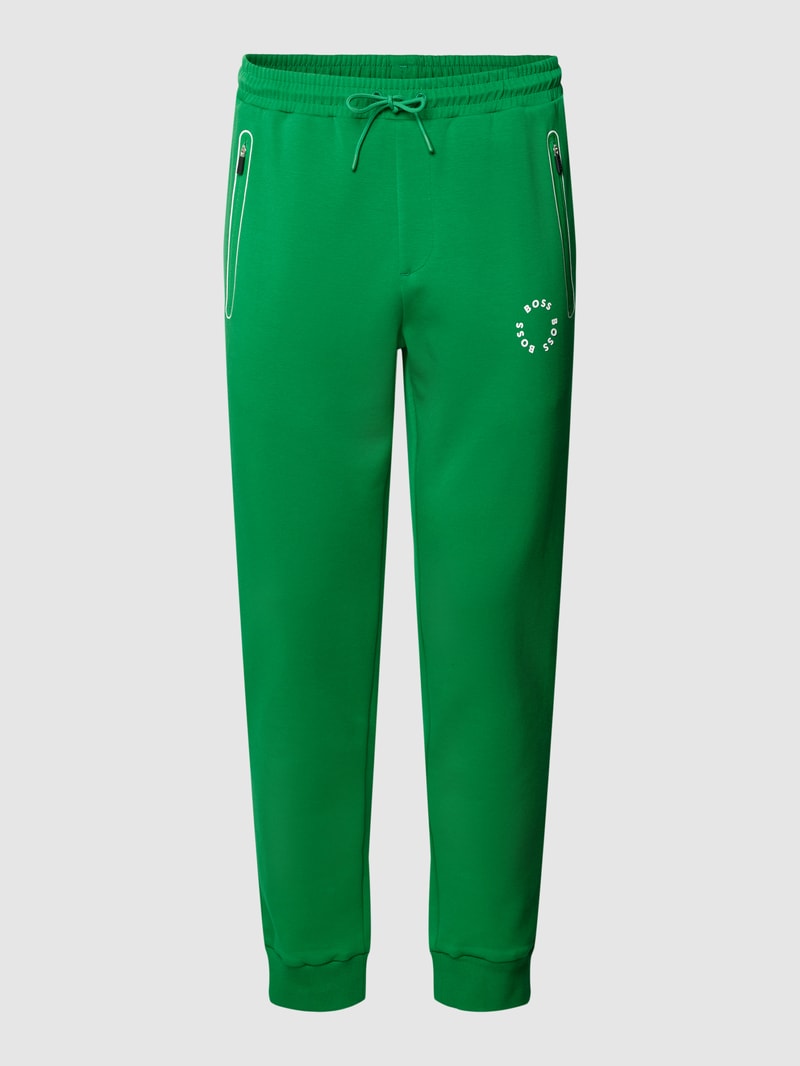 Sweatpants mit Label-Print Modell 'Hadiko' in hellgrün
