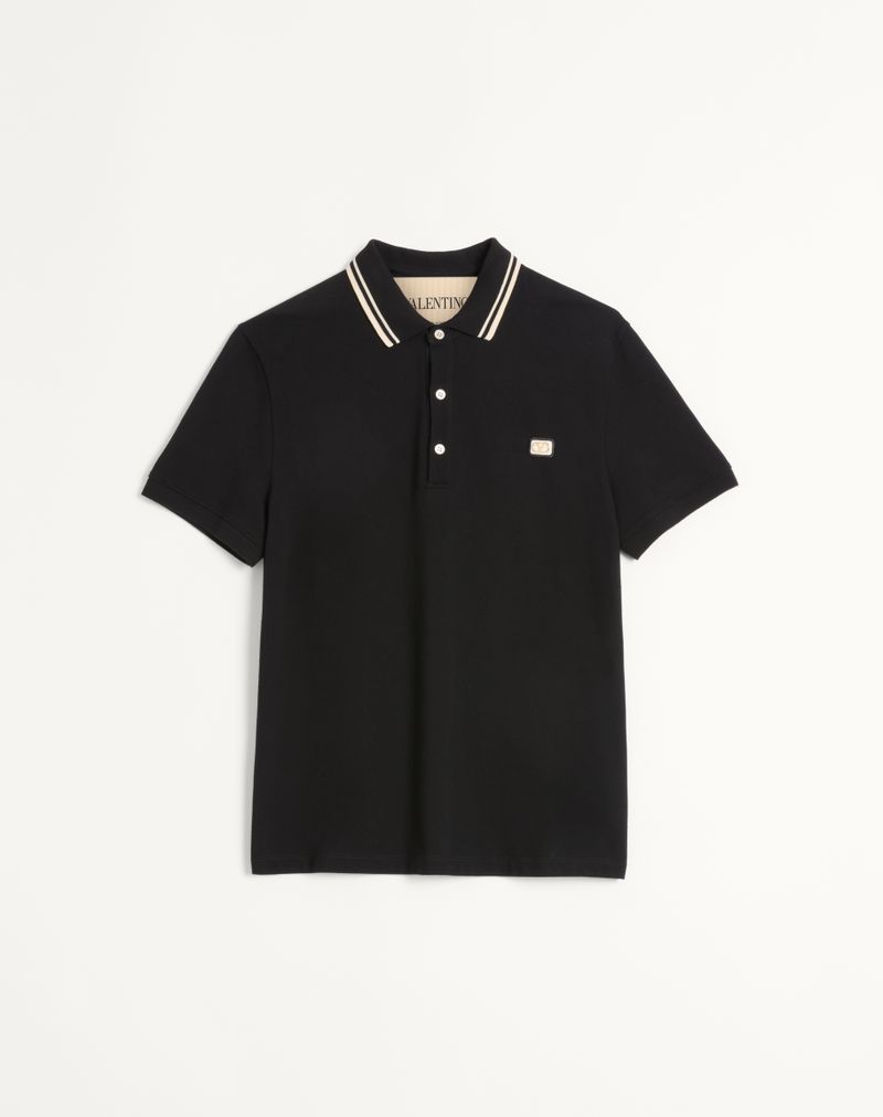 Polo shirt van katoenen piqué met V-logo patch