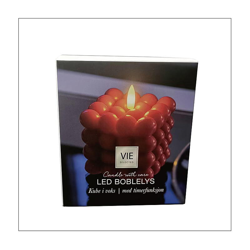 Vie Selected Kube LED-lys 8,5x8,5x7,5 cm m/timer rød