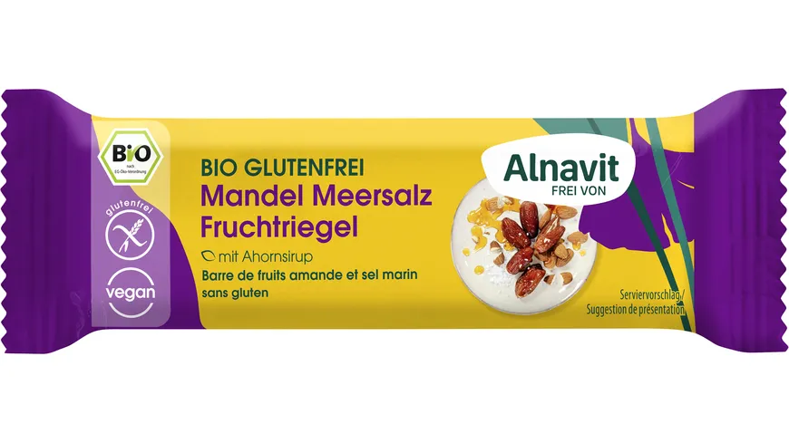 Alnavit Bio Mandel Meersalz Fruchtriegel glutenfrei 40 g